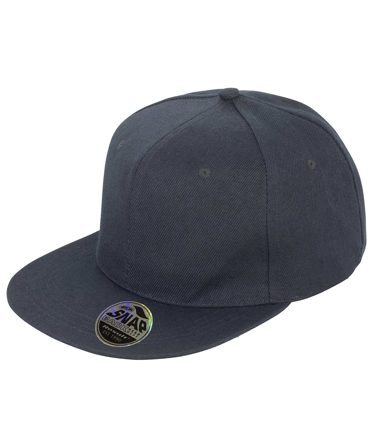 Tryck din logga på Kepsar från Result Headwear - Anpassa Bronx original snapback keps med platt skärm i färgen Svart One Size för företag, föreningar och privatpersoner