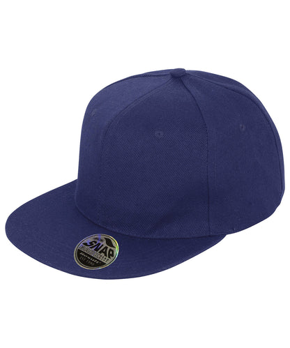 Tryck din logga på Kepsar från Result Headwear - Anpassa Bronx original snapback keps med platt skärm i färgen Marinblå One Size för företag, föreningar och privatpersoner