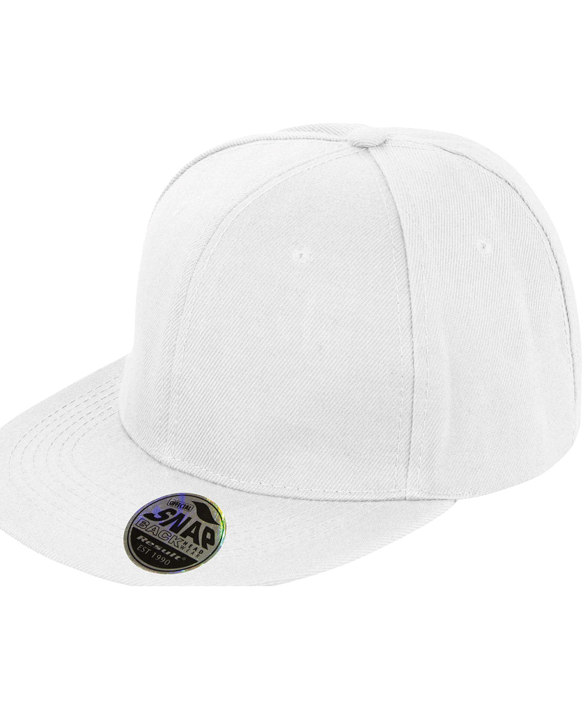 Tryck din logga på Kepsar från Result Headwear - Anpassa Bronx original snapback keps med platt skärm i färgen Vit One Size för företag, föreningar och privatpersoner