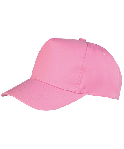 Tryck din logga på Kepsar från Result Headwear - Anpassa Boston 5-panel skrivarkeps i polycotton i färgen Ljusrosa One Size för företag, föreningar och privatpersoner