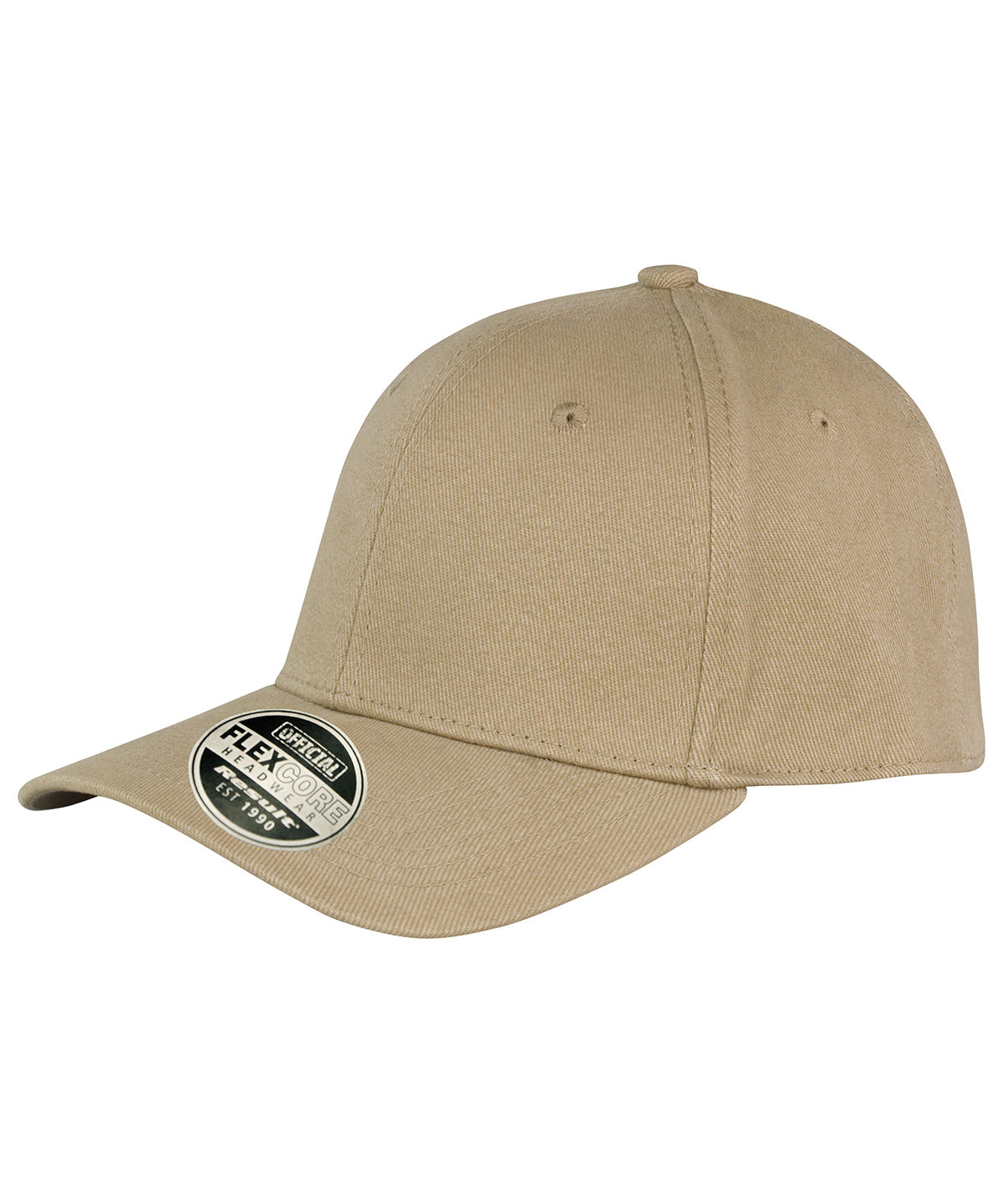Tryck din logga på Kepsar från Result Headwear - Anpassa Kansas flex cap i färgen Khaki för företag, föreningar och privatpersoner