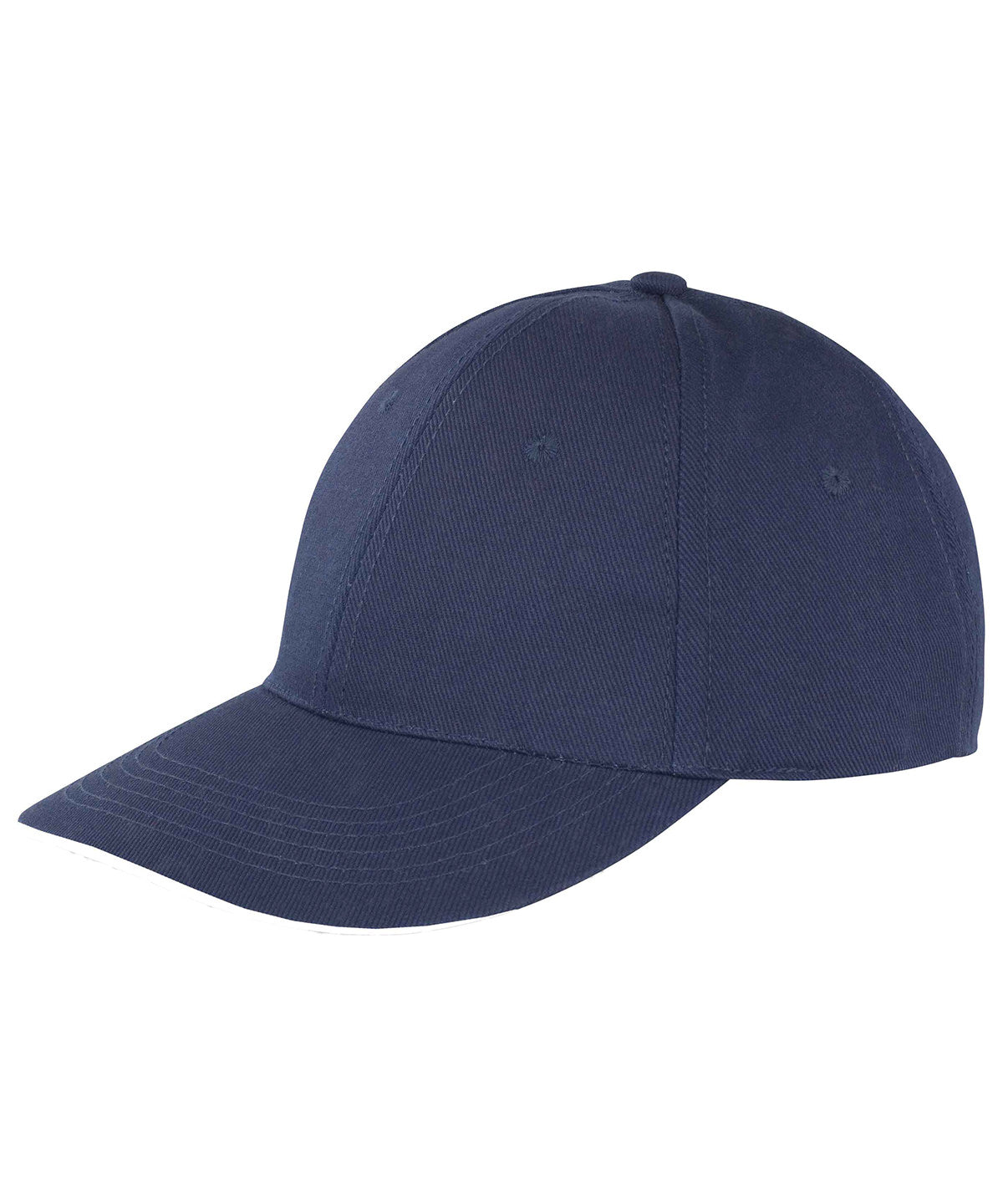 Tryck din logga på Kepsar från Result Headwear - Anpassa Kepsen Memphis i borstad bomull med låg profil och sandwichskärm i färgen Marinblå One Size för företag, föreningar och privatpersoner