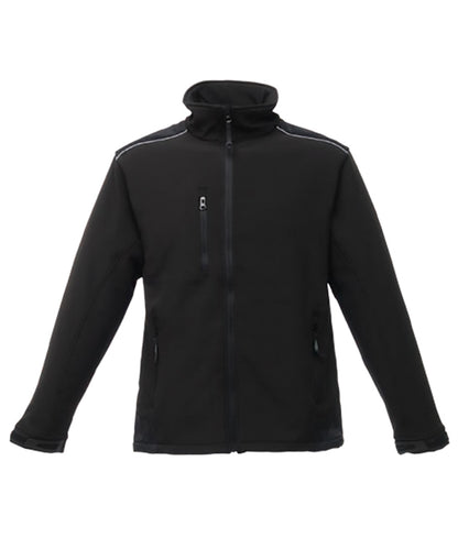 Tryck din logga på Softshelljackor från Regatta Professional - Anpassa Sandstorm softshell för arbetskläder i färgen Svart för företag, föreningar och privatpersoner