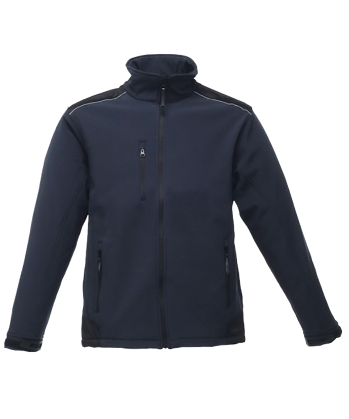 Tryck din logga på Softshelljackor från Regatta Professional - Anpassa Sandstorm softshell för arbetskläder i färgen Marinblå för företag, föreningar och privatpersoner