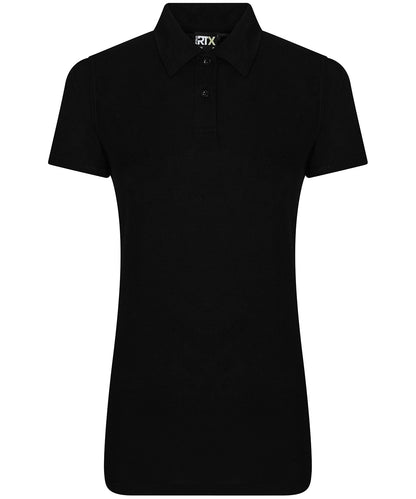 Tryck din logga på Piké från ProRTX - Anpassa Pro Polyester Polo - Dam i färgen Svart för företag, föreningar och privatpersoner