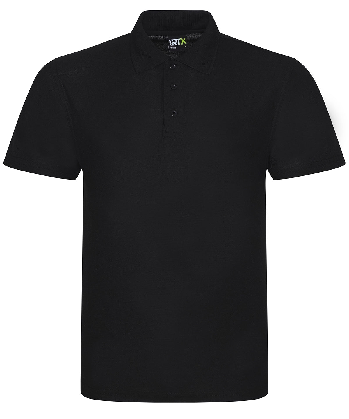 Tryck din logga på Piké från ProRTX - Anpassa Pro Polyester Polo i färgen Svart för företag, föreningar och privatpersoner