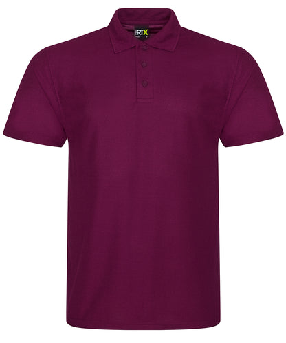 Tryck din logga på Piké från ProRTX - Anpassa Pro Polyester Polo i färgen Burgundy för företag, föreningar och privatpersoner