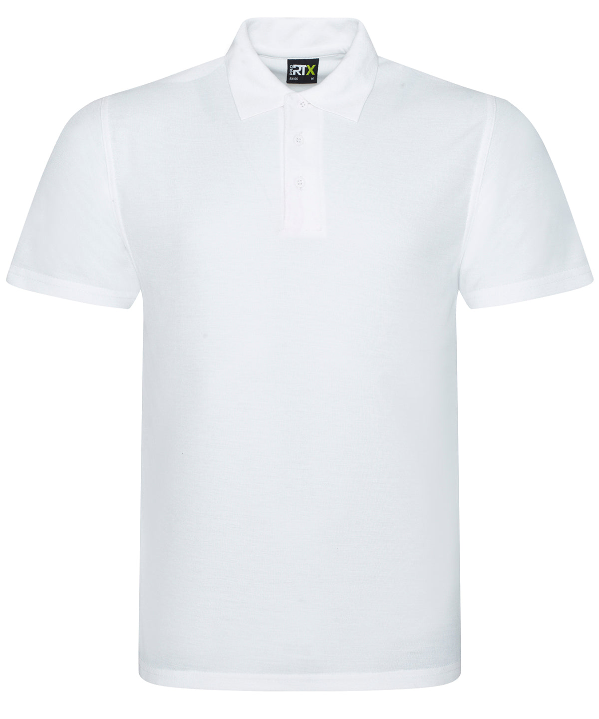 Tryck din logga på Piké från ProRTX - Anpassa Pro Polyester Polo i färgen Vit för företag, föreningar och privatpersoner