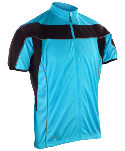 Tryck din logga på Jackor från Spiro - Anpassa Spiro bikewear topp med dragkedja i färgen Turkos för företag, föreningar och privatpersoner