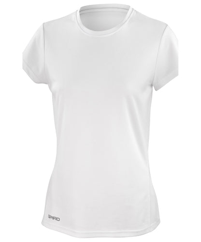 Tryck din logga på T-shirts från Spiro - Anpassa Dam Spiro snabbtorkande kortärmad t-shirt i färgen Vit för företag, föreningar och privatpersoner