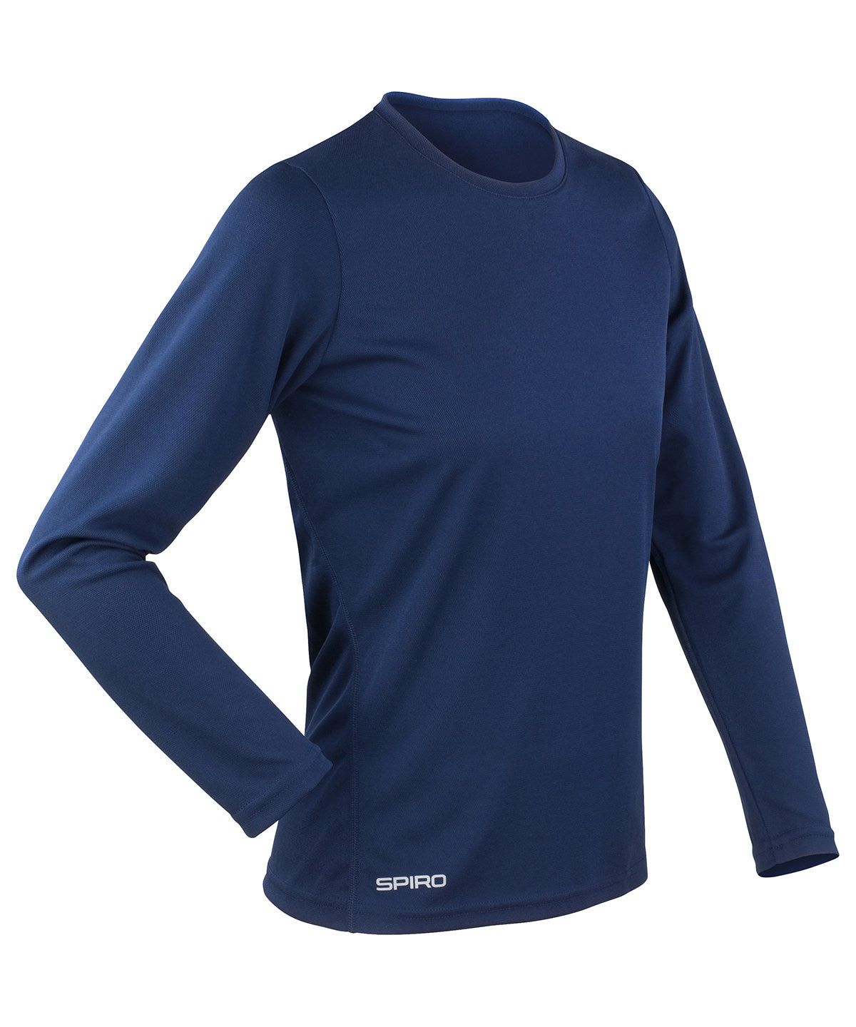 Tryck din logga på T-shirts från Spiro - Anpassa Spiro snabbtorkande långärmad t-shirt för damer i färgen Marinblå för företag, föreningar och privatpersoner