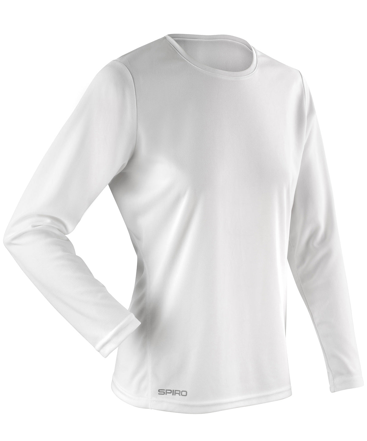 Tryck din logga på T-shirts från Spiro - Anpassa Spiro snabbtorkande långärmad t-shirt för damer i färgen Vit för företag, föreningar och privatpersoner