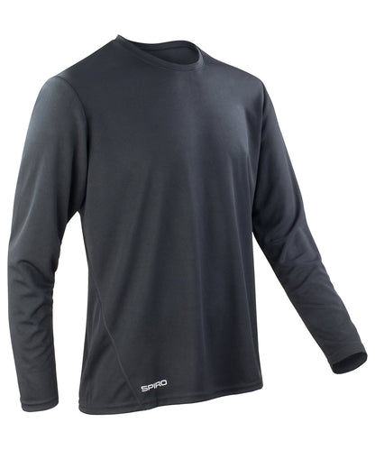 Tryck din logga på T-shirts från Spiro - Anpassa Spiro snabbtorkande långärmad t-shirt i färgen Svart för företag, föreningar och privatpersoner