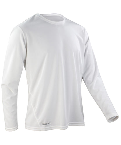 Tryck din logga på T-shirts från Spiro - Anpassa Spiro snabbtorkande långärmad t-shirt i färgen Vit för företag, föreningar och privatpersoner