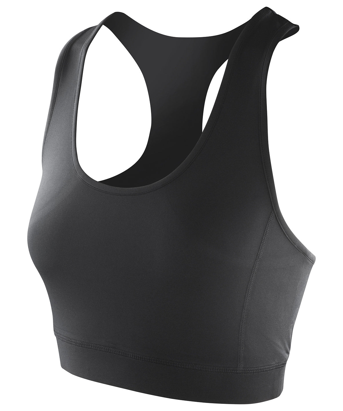 Tryck din logga på Linnen från Spiro - Anpassa Softex crop top i färgen Svart för företag, föreningar och privatpersoner