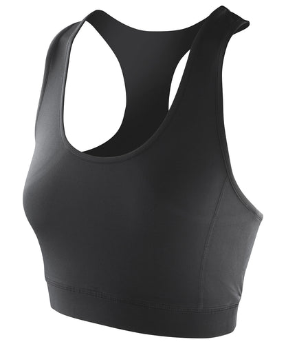 Tryck din logga på Linnen från Spiro - Anpassa Softex crop top i färgen Svart för företag, föreningar och privatpersoner