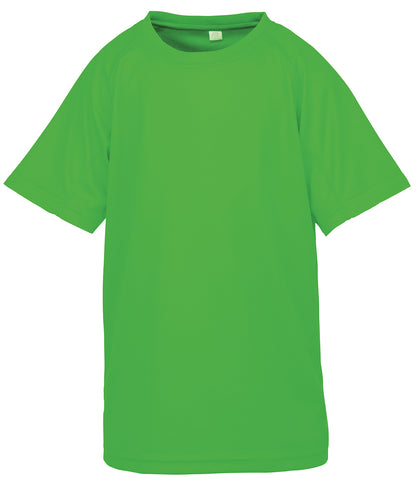 Tryck din logga på T-shirts från Spiro - Anpassa Junior performance aircool t-shirt i färgen Neon grön för företag, föreningar och privatpersoner