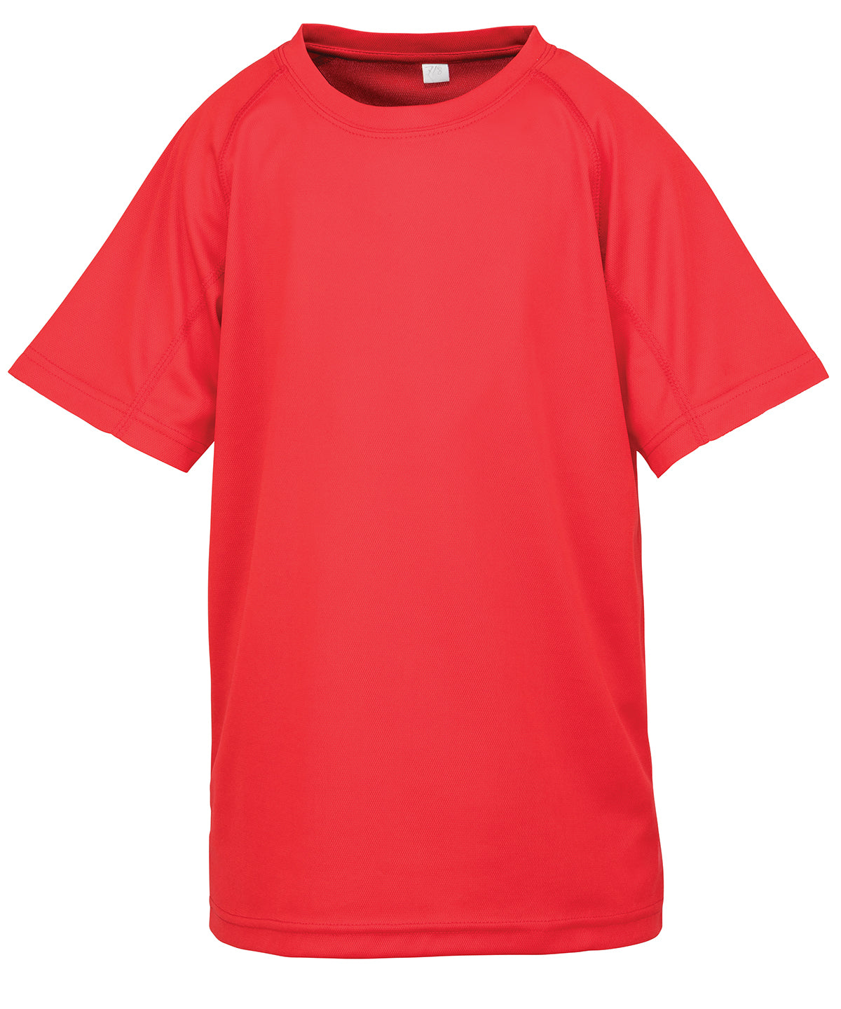 Tryck din logga på T-shirts från Spiro - Anpassa Junior performance aircool t-shirt i färgen Mellan röd för företag, föreningar och privatpersoner