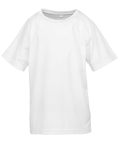 Tryck din logga på T-shirts från Spiro - Anpassa Junior performance aircool t-shirt i färgen Vit för företag, föreningar och privatpersoner