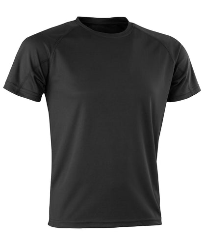 Tryck din logga på T-shirts från Spiro - Anpassa Prestanda Aircool tee i färgen Svart för företag, föreningar och privatpersoner