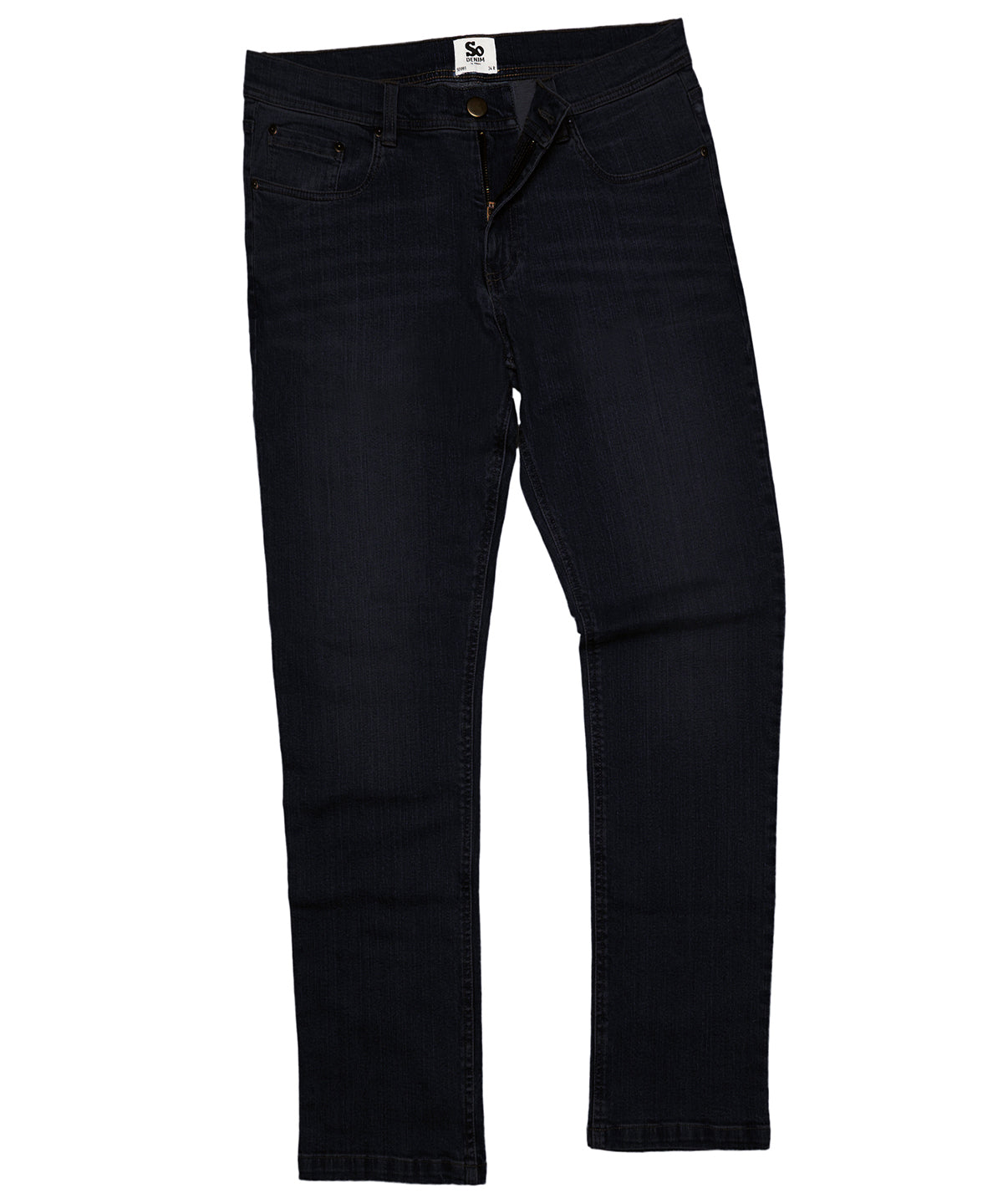 Tryck din logga på Jeans från AWDis So Denim - Anpassa Leo raka jeans i färgen Svart för företag, föreningar och privatpersoner