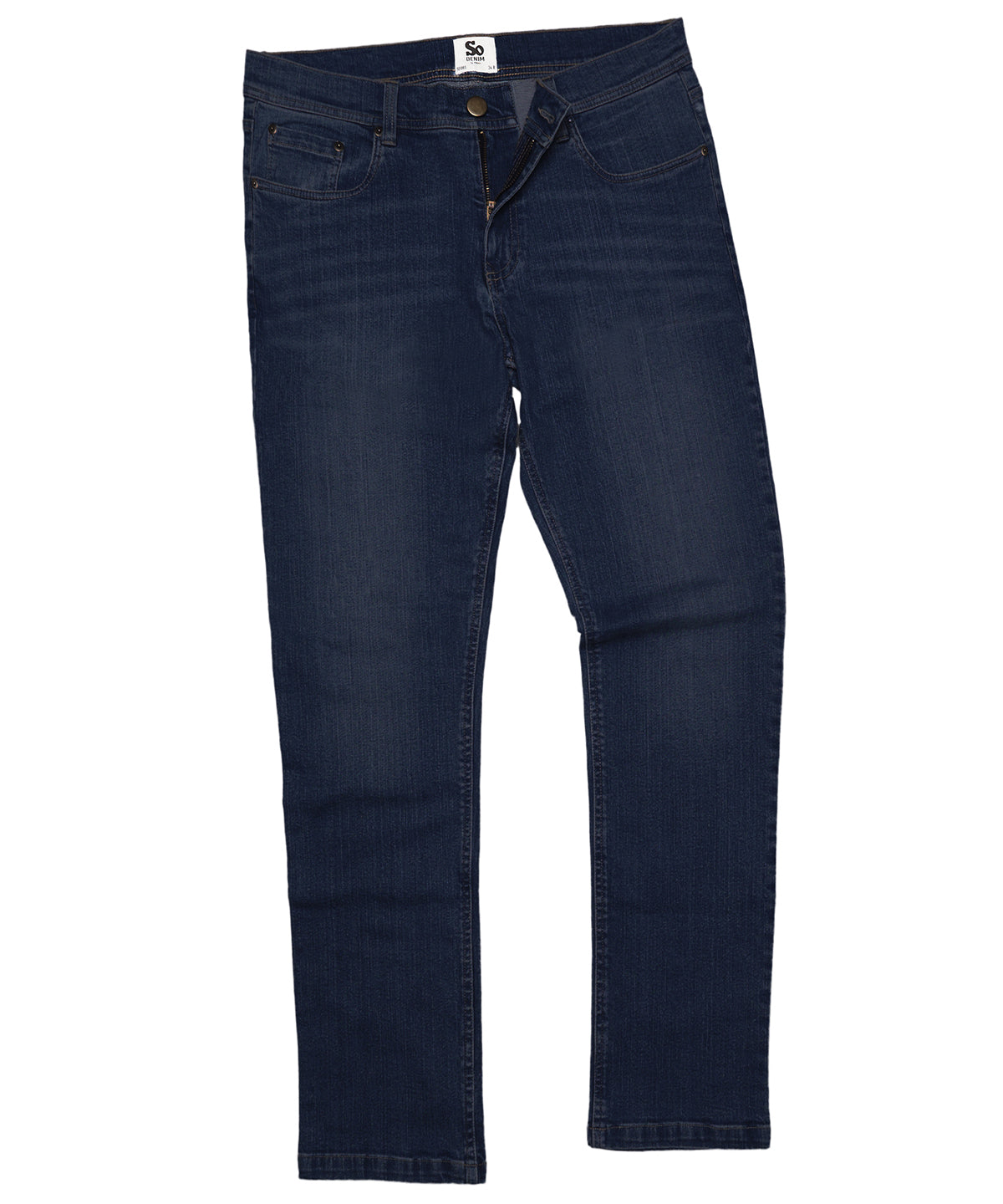 Tryck din logga på Jeans från AWDis So Denim - Anpassa Leo raka jeans i färgen Marinblå för företag, föreningar och privatpersoner