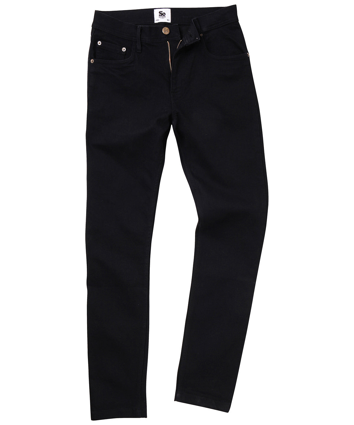 Tryck din logga på Jeans från AWDis So Denim - Anpassa Max smala jeans i färgen Svart för företag, föreningar och privatpersoner
