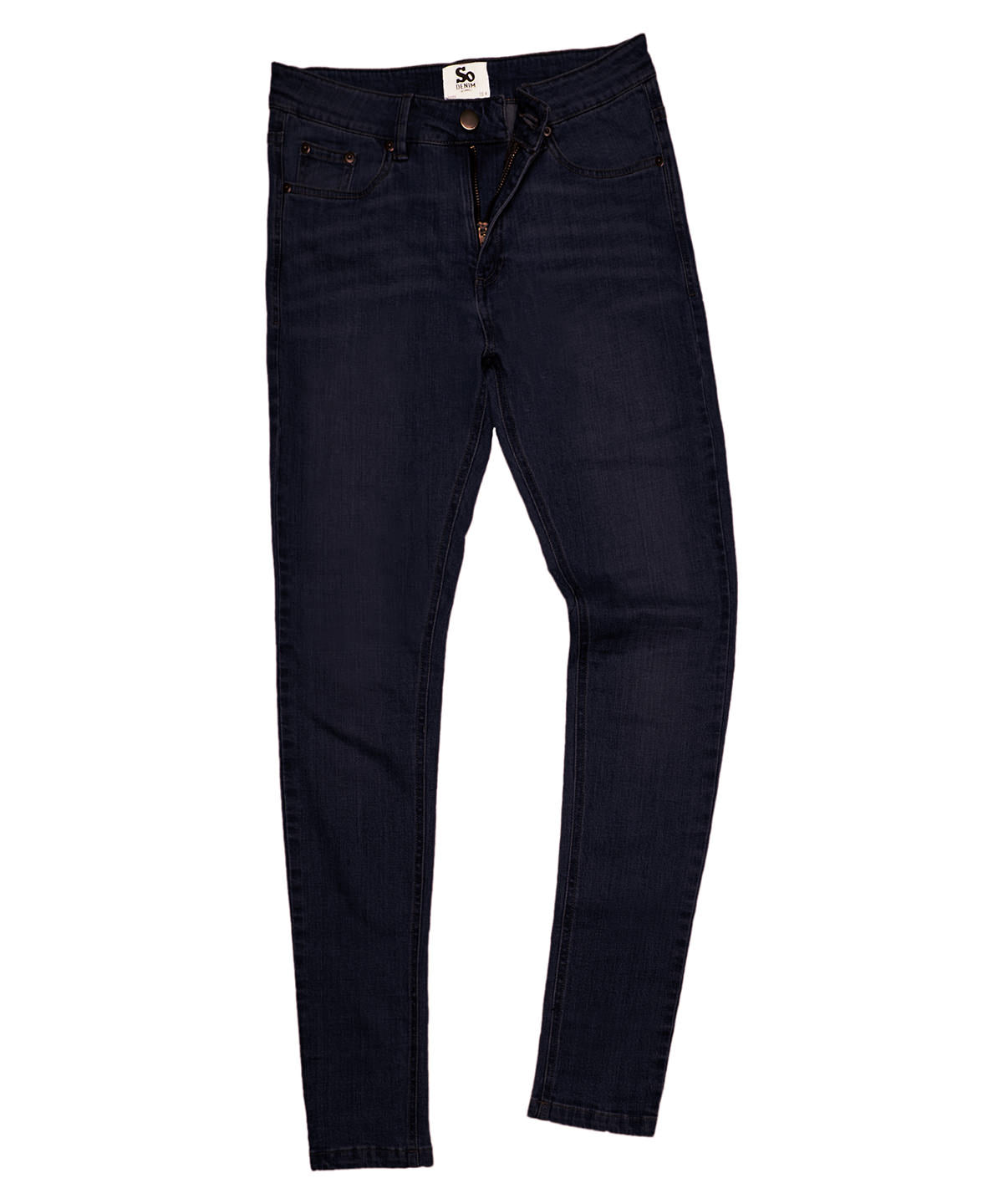 Tryck din logga på Jeans från AWDis So Denim - Anpassa Lara skinny jeans för damer i färgen Svart för företag, föreningar och privatpersoner