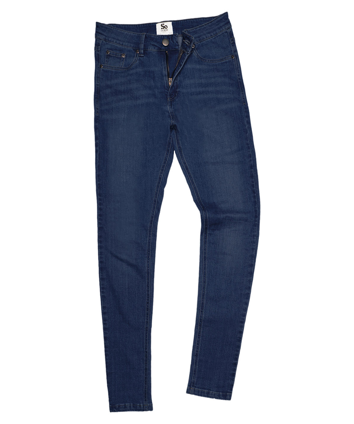 Tryck din logga på Jeans från AWDis So Denim - Anpassa Lara skinny jeans för damer i färgen Marinblå för företag, föreningar och privatpersoner