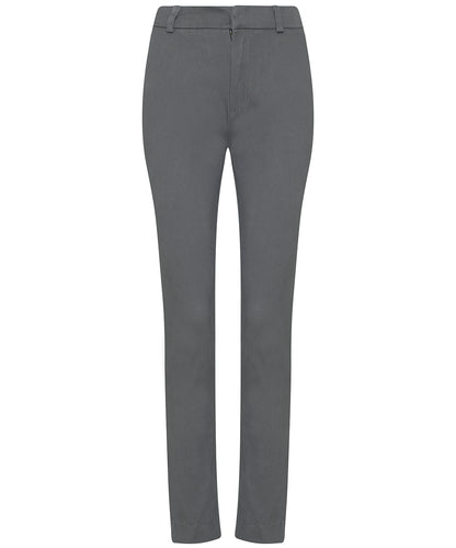 Tryck din logga på Chinos från AWDis So Denim - Anpassa Lily smala chinos för dam i färgen Mörkgrå för företag, föreningar och privatpersoner