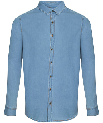Tryck din logga på Skjortor från AWDis So Denim - Anpassa Jack denimskjorta i färgen Ljusblå för företag, föreningar och privatpersoner