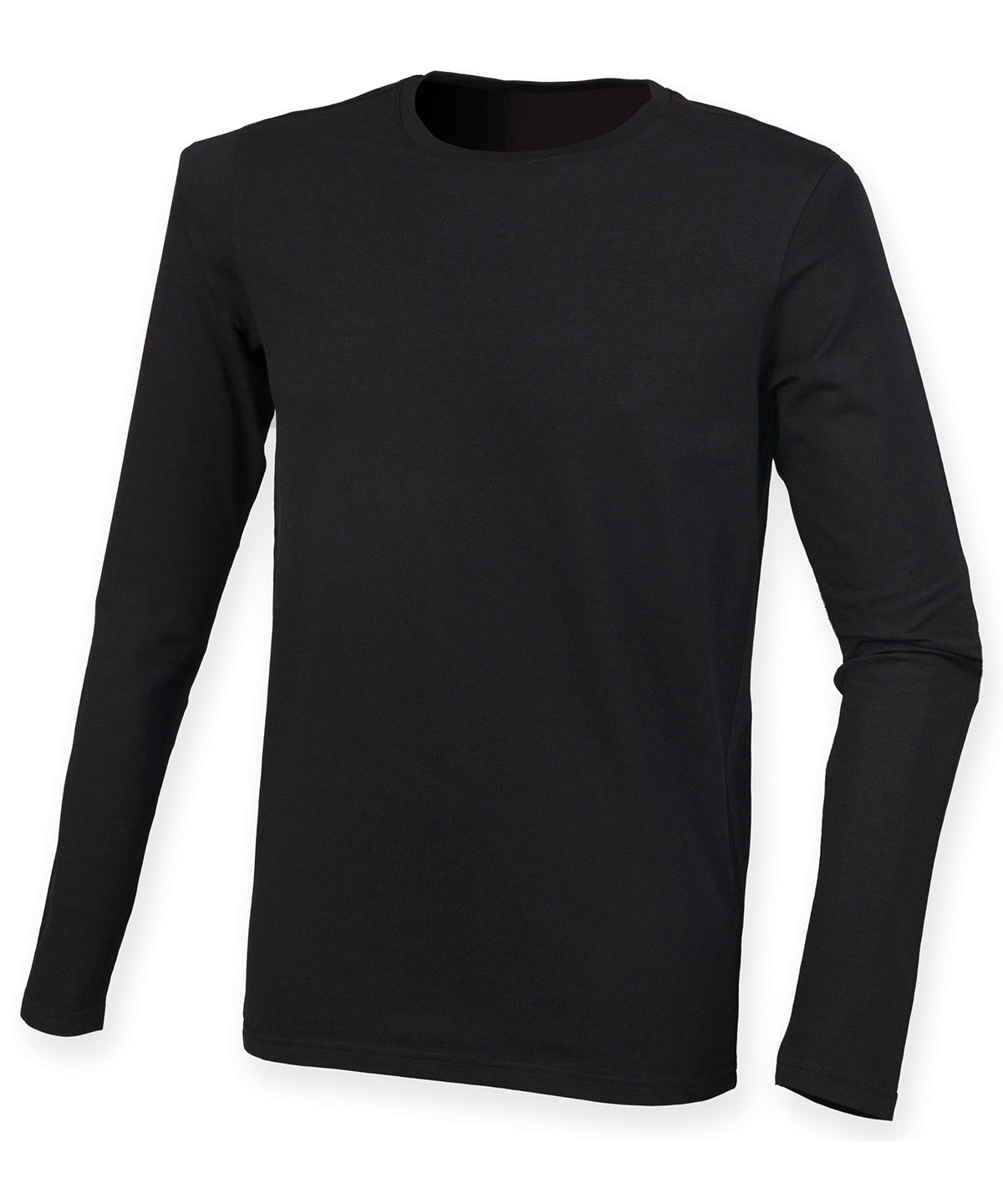 Tryck din logga på T-shirts från SF - Anpassa Långärmad stretch-T-shirt – Feel Good i färgen Svart för företag, föreningar och privatpersoner