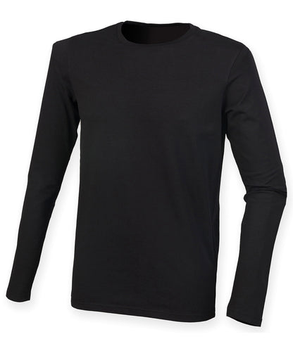 Tryck din logga på T-shirts från SF - Anpassa Långärmad stretch-T-shirt – Feel Good i färgen Svart för företag, föreningar och privatpersoner