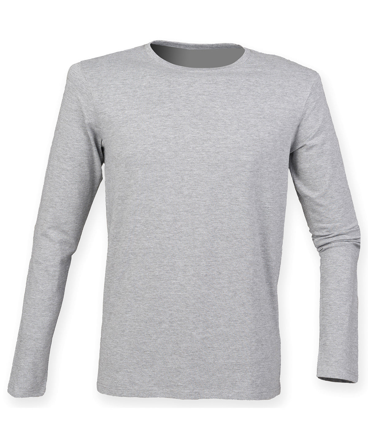Tryck din logga på T-shirts från SF - Anpassa Långärmad stretch-T-shirt – Feel Good i färgen Ljunggrå för företag, föreningar och privatpersoner