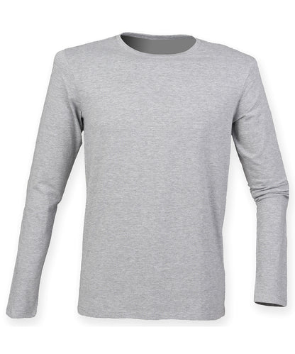 Tryck din logga på T-shirts från SF - Anpassa Långärmad stretch-T-shirt – Feel Good i färgen Ljunggrå för företag, föreningar och privatpersoner