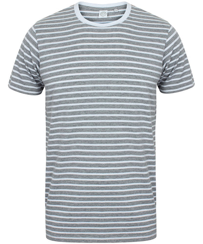 Tryck din logga på T-shirts från SF - Anpassa Unisex randig T-shirt i färgen Ljunggrå för företag, föreningar och privatpersoner