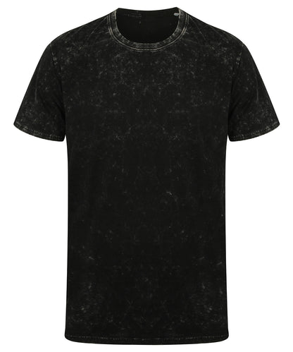 Tryck din logga på T-shirts från SF - Anpassa Unisex tvättad band T-shirt – Distressed Look i färgen Svart för företag, föreningar och privatpersoner