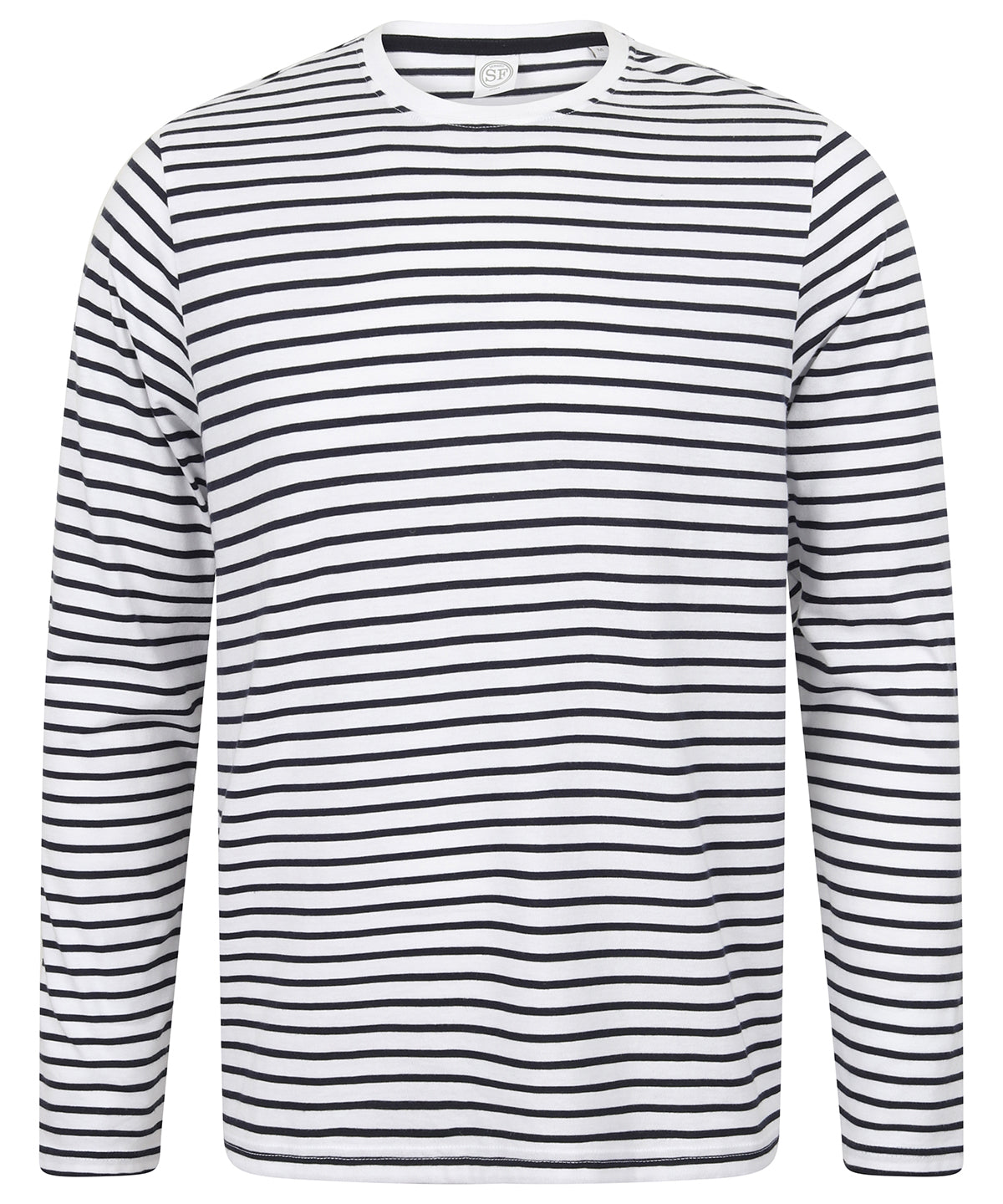 Tryck din logga på T-shirts från SF - Anpassa Unisex långärmad randig T-shirt i färgen Randigt för företag, föreningar och privatpersoner
