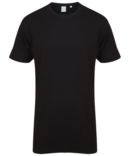 Tryck din logga på T-shirts från SF - Anpassa Extra lång T-shirt med avfasad fåll - Herr i färgen Svart för företag, föreningar och privatpersoner