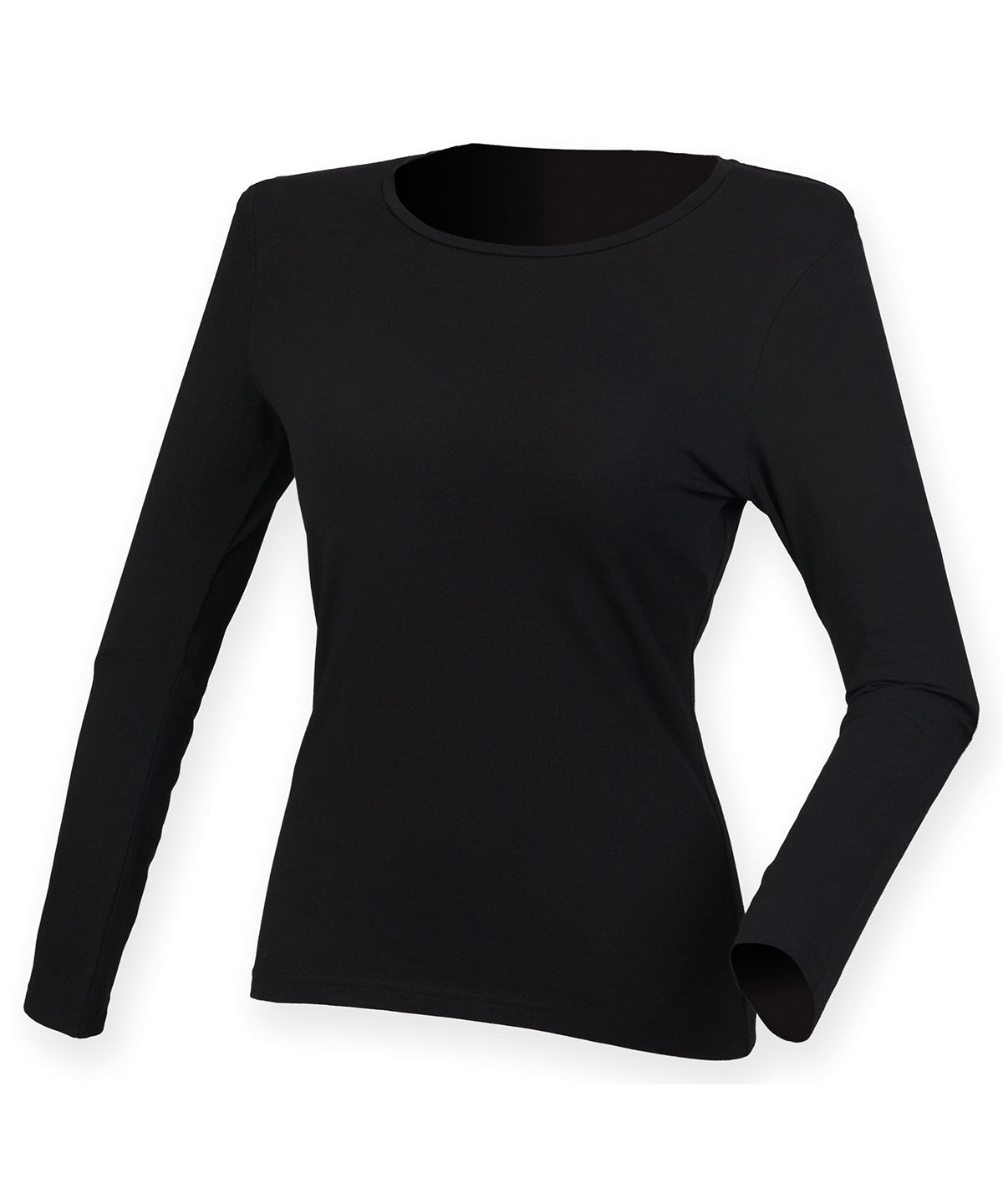 Tryck din logga på T-shirts från SF - Anpassa Långärmad Feel Good Stretch T-shirt – Dam i färgen Svart för företag, föreningar och privatpersoner