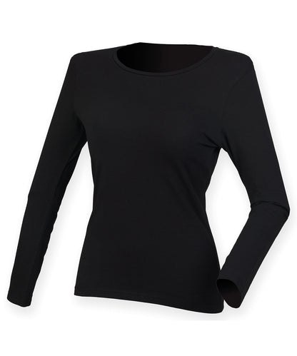 Tryck din logga på T-shirts från SF - Anpassa Långärmad Feel Good Stretch T-shirt – Dam i färgen Svart för företag, föreningar och privatpersoner