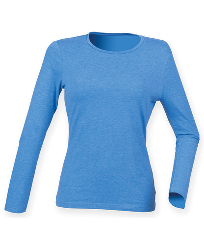 Tryck din logga på T-shirts från SF - Anpassa Långärmad Feel Good Stretch T-shirt – Dam i färgen Mellanblå för företag, föreningar och privatpersoner