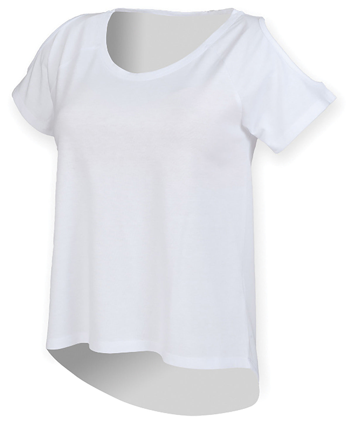 Tryck din logga på T-shirts från SF - Anpassa T-shirt med droppdetalj i färgen Vit för företag, föreningar och privatpersoner