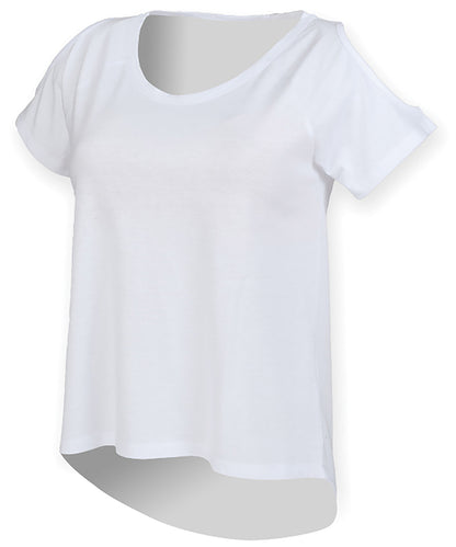 Tryck din logga på T-shirts från SF - Anpassa T-shirt med droppdetalj i färgen Vit för företag, föreningar och privatpersoner