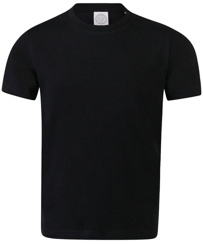 Tryck din logga på T-shirts från SF - Anpassa Feel Good Stretch T-shirt - Barn i färgen Svart för företag, föreningar och privatpersoner
