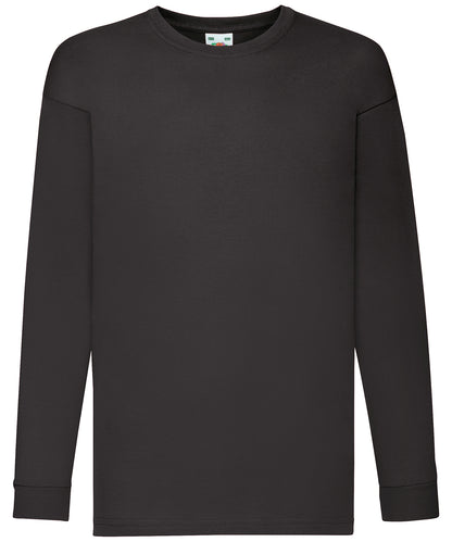 Tryck din logga på T-shirts från Fruit of the Loom - Anpassa Kids Valueweight långärmad T-shirt i färgen Svart för företag, föreningar och privatpersoner