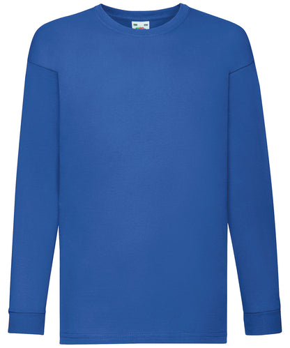 Tryck din logga på T-shirts från Fruit of the Loom - Anpassa Kids Valueweight långärmad T-shirt i färgen Royal för företag, föreningar och privatpersoner