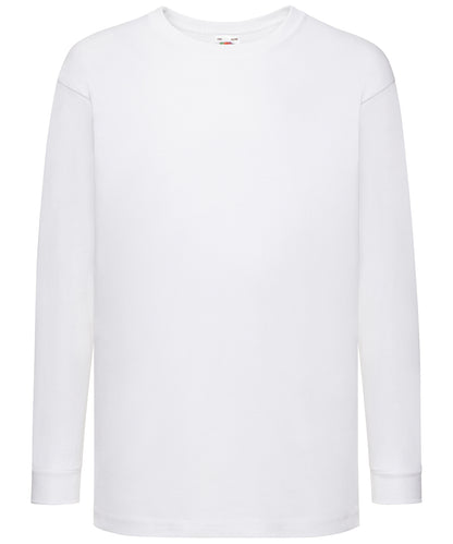 Tryck din logga på T-shirts från Fruit of the Loom - Anpassa Kids Valueweight långärmad T-shirt i färgen Vit för företag, föreningar och privatpersoner