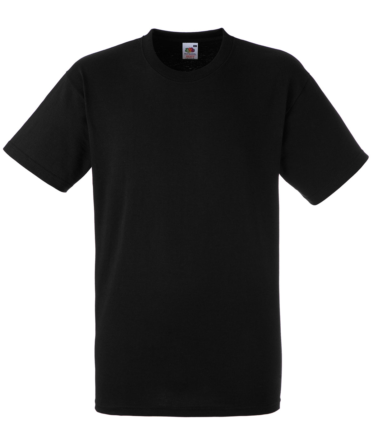 Tryck din logga på T-shirts från Fruit of the Loom - Anpassa Heavy T - Unisex i färgen Svart för företag, föreningar och privatpersoner