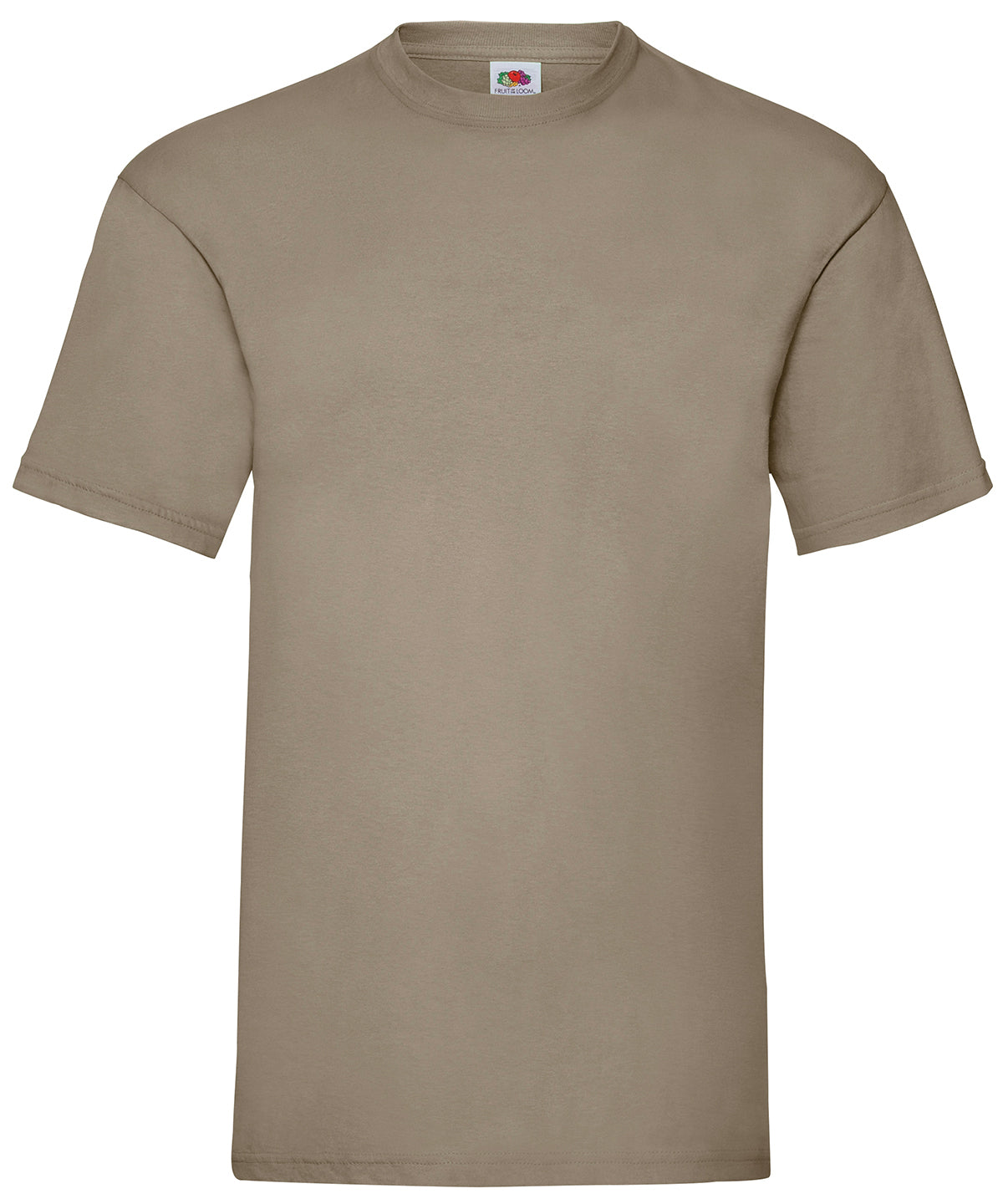 Tryck din logga på T-shirts från Fruit of the Loom - Anpassa Valueweight T- Herr i färgen Khaki för företag, föreningar och privatpersoner